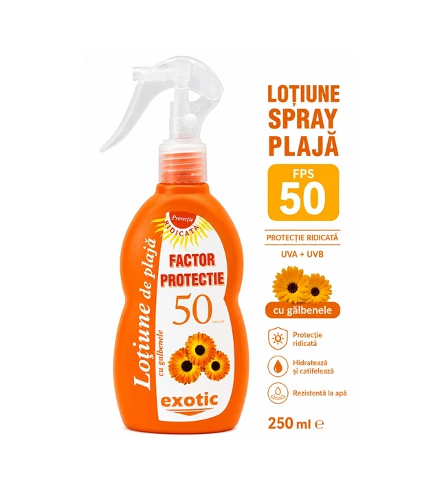 Lotiune Spray Plaja SPF50 250 ml Galbenele Exotic Sun